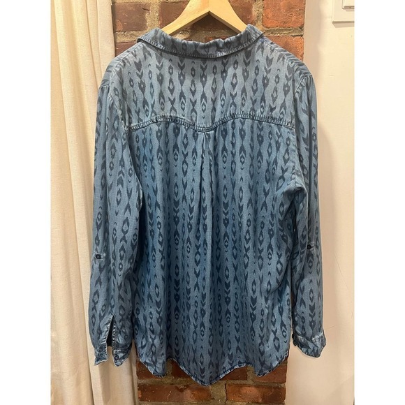 Women’s Andrea Jovine Boho Southwestern Print Chambray TunicTop XL - Picture 3 of 6